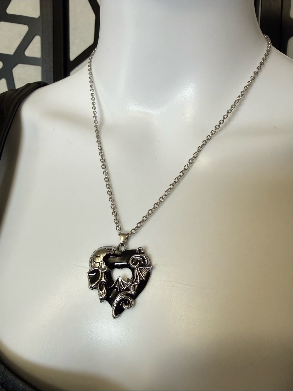 Skull Bat Heart Pendant Necklace from Hades Footwear